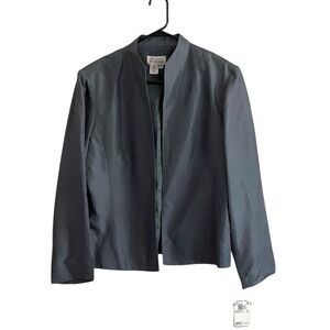 Adrianna Papell 100% Silk Blazer Sz 16 Open Front Quiet Luxury Timeless NWT